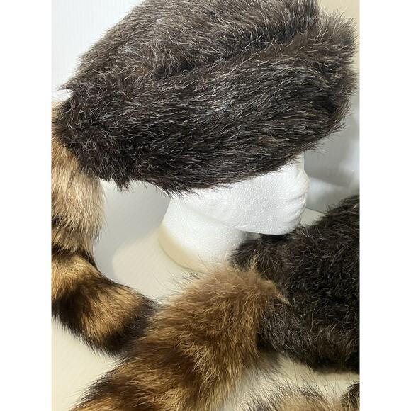 Coonskin Caps Adult Lg Set Of 4 Real Coon Tail Winter Hat Boone Davey Crockett - Picture 4 of 5
